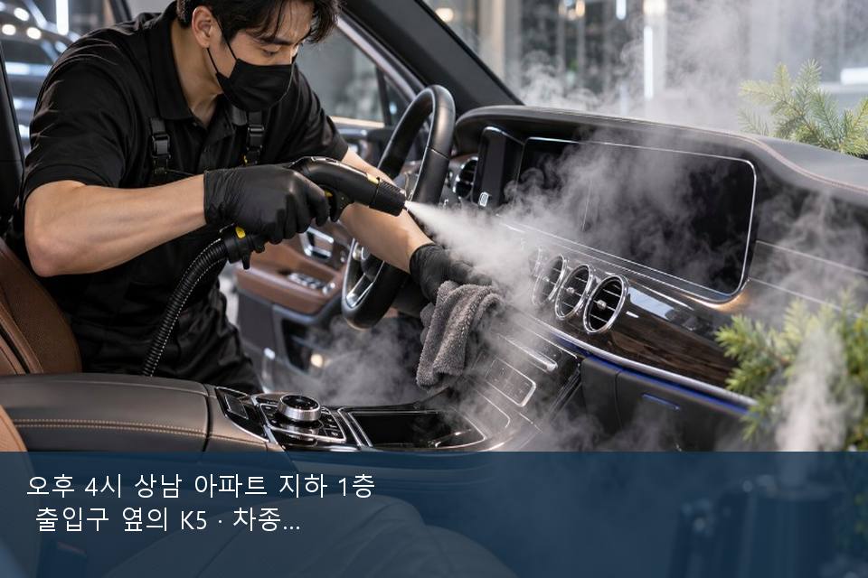 오후 4시 상남 아파트 지하 1층 출입구 옆의 K5 · 차종 기준 금액